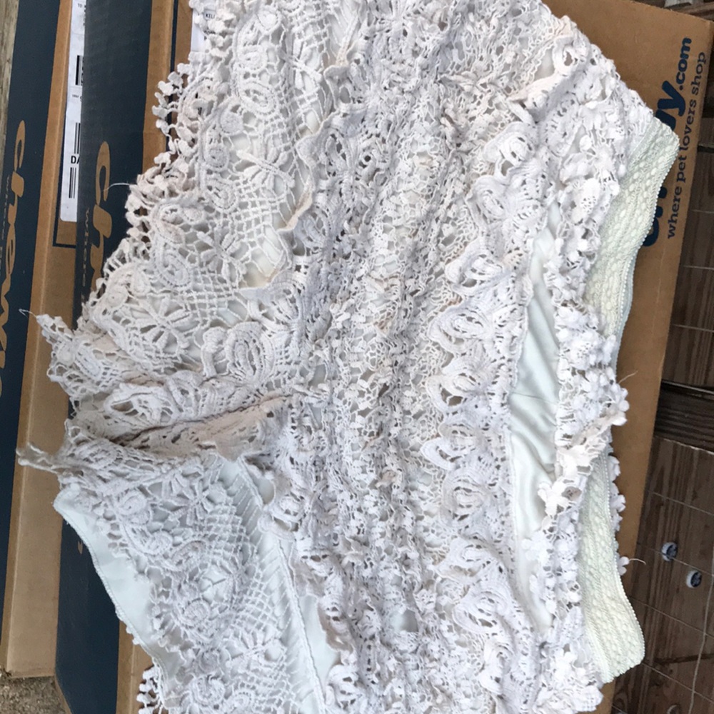 White and cream lace shorts